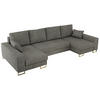 WOHNLANDSCHAFT DORIAN U Struktur Grau - Goldfarben/Grau, Textil/Metall (312/95/138cm) - MKS
