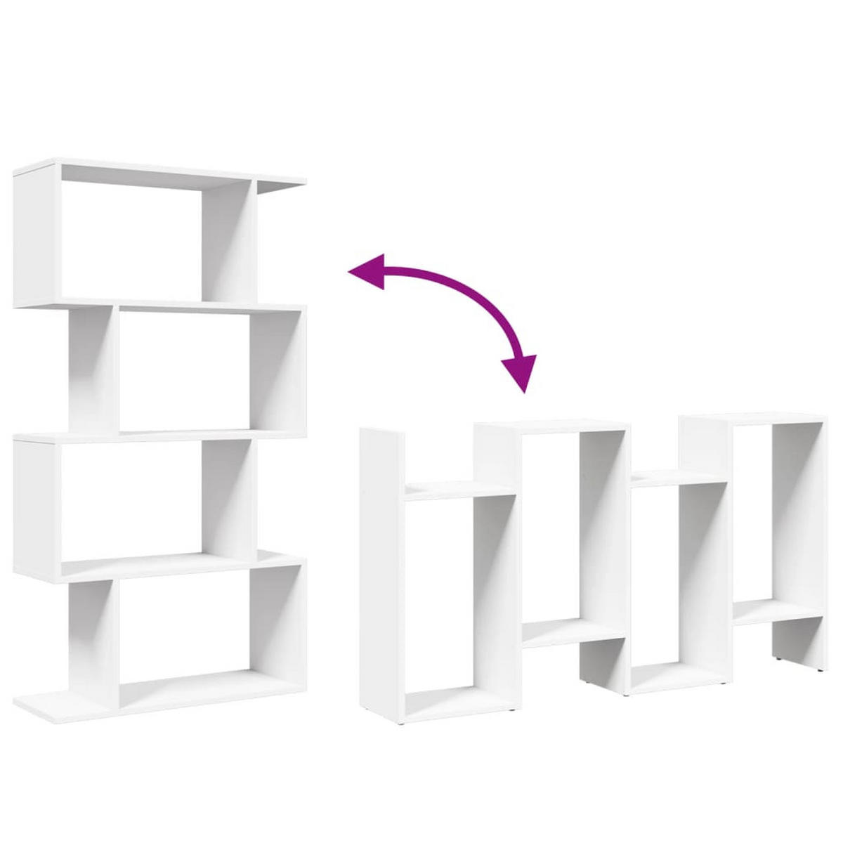 BÜCHERREGAL mit 4 Ebenen 70/24/129 cm aus Holzwerkstoff Weiß - Weiß, Holz (70/129/24cm) - vidaXL