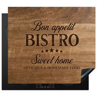HERDABDECKPLATTE Zitat - Bistro - Guten Appetit - Süßes Zuhause - Holzmaserung 59x51 cm - Braun, Kunststoff (59/0.2/51cm) - MuchoWow