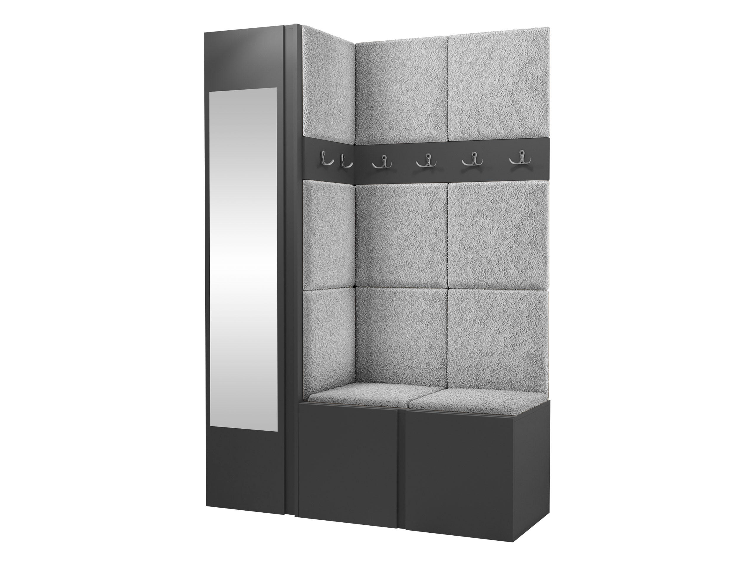 GARDEROBEN-SET Orion X - Hellgrau/Graphitfarben, Holzwerkstoff/Kunststoff (124/186/46cm) - MIRJAN24