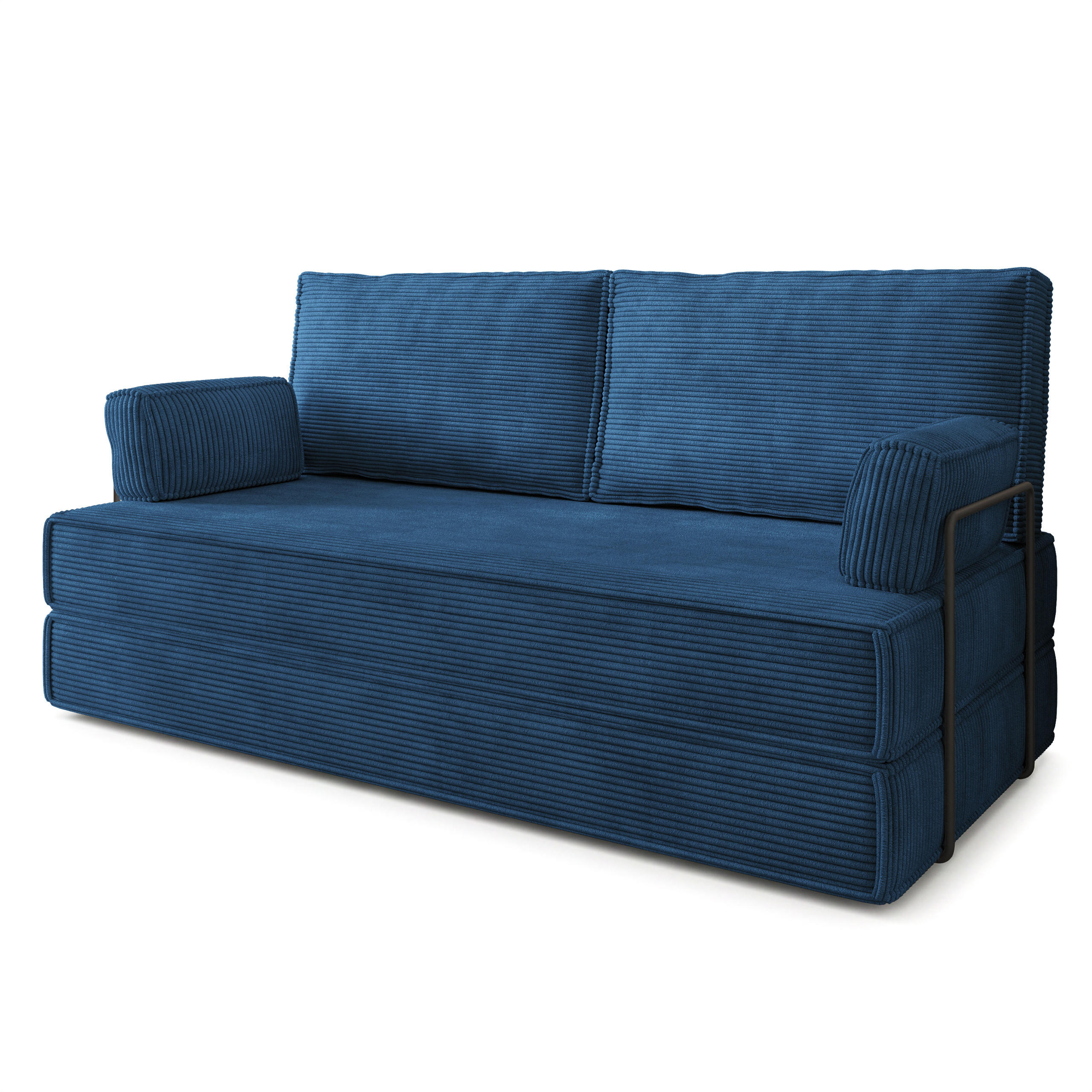 BETTSOFA SILAR aus Schaumstoff Kordstoff Blau Schlaffunktion - Blau, Textil (170/86/80cm) - MASSENO