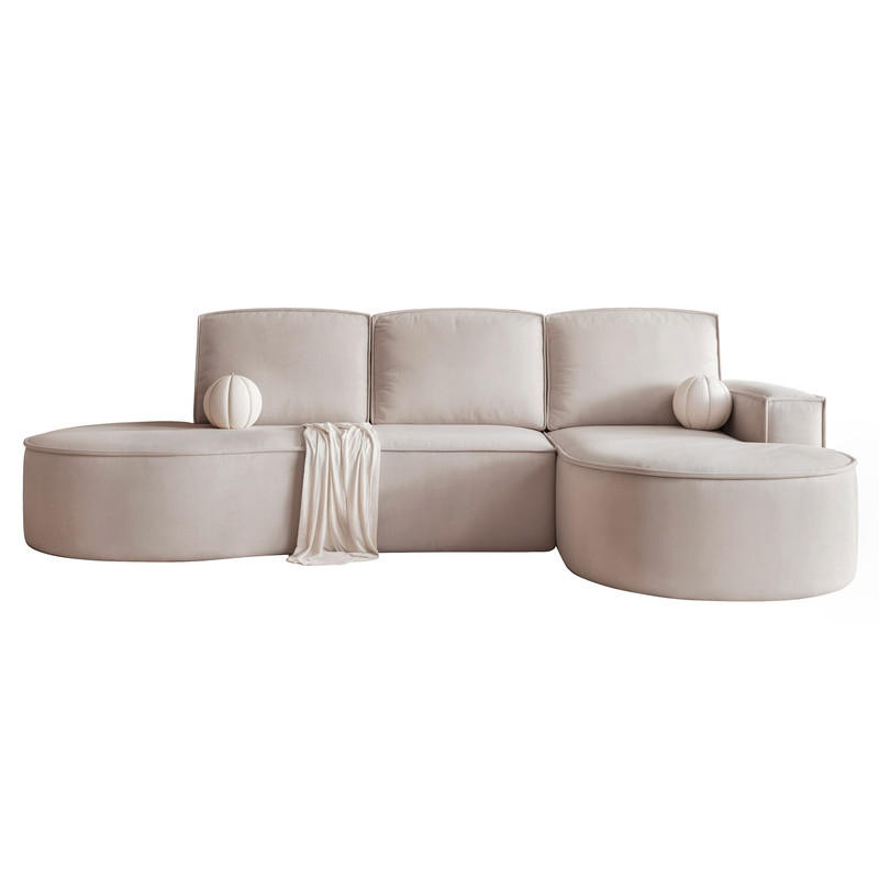 ECKSOFA SOFIA Rechts, mit Schlaffunktion und Bettkasten, Beige - Beige/Schwarz, Kunststoff/Textil (277/157cm) - Idohome