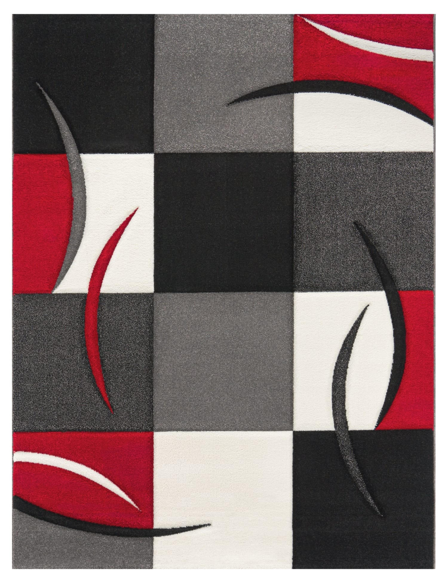 TEPPICH Kurzflor Karo Wohnzimmer schmutzabweisend Rot Rechteckig 120x170 - Rot, Textil (120/170cm) - KADIMA DESIGN