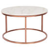 COUCHTISCH Marmor Optik beige/kupfer 70 cm Coral - Beige/Roségold, Metall (70/70/43cm) - Beliani