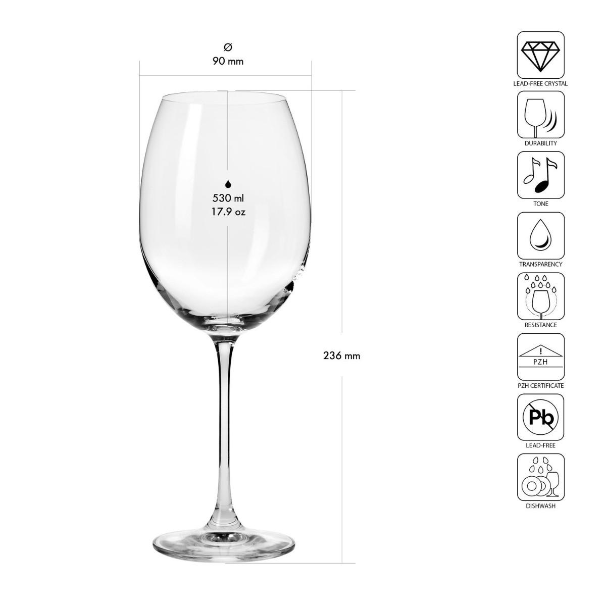 WEINGLÄSER XNO WEINGLÄSER, 6ER-SET, 530 ML - Transparent, Glas (0.53L) - Krosno Glass