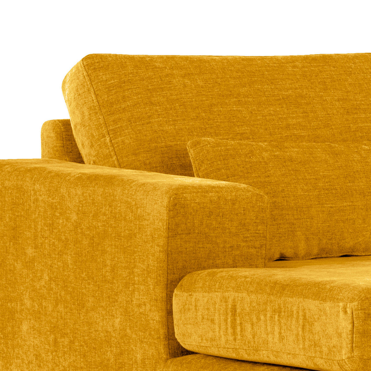 WOHNLANDSCHAFT mit Longchair - Eichefarben/Gelb, Eichenholz/Textil (371/81/219cm) - home24