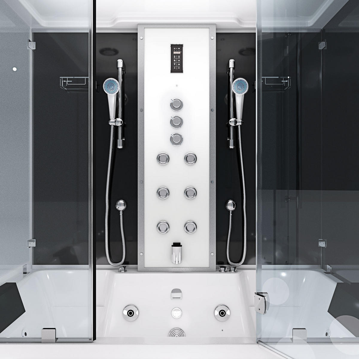 DAMPFDUSCHE Whirlpool K80-SW-TH-C-SC - Schwarz, Glas/Kunststoff (180/100/228cm) - AcquaVapore by Sandra Jentho