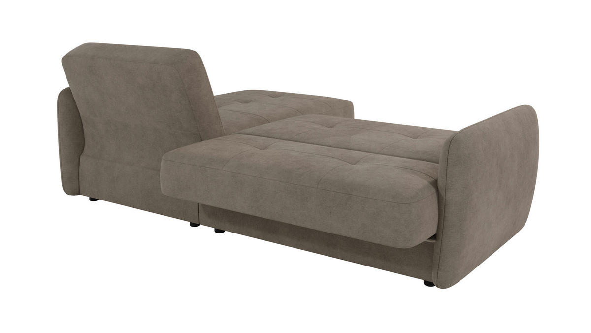ECKSOFA Lupo Dunkelbeige Mikrofaser - Beige/Schwarz, Holz/Kunststoff (232/147cm) - S-Style Möbel