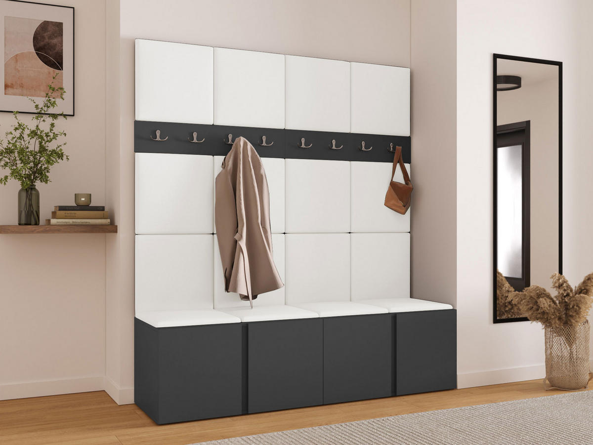 MOBILIER PENTRU HOL Orion V - alb/grafit, material plastic/compozit lemnos (168/186/46cm) - MIRJAN24