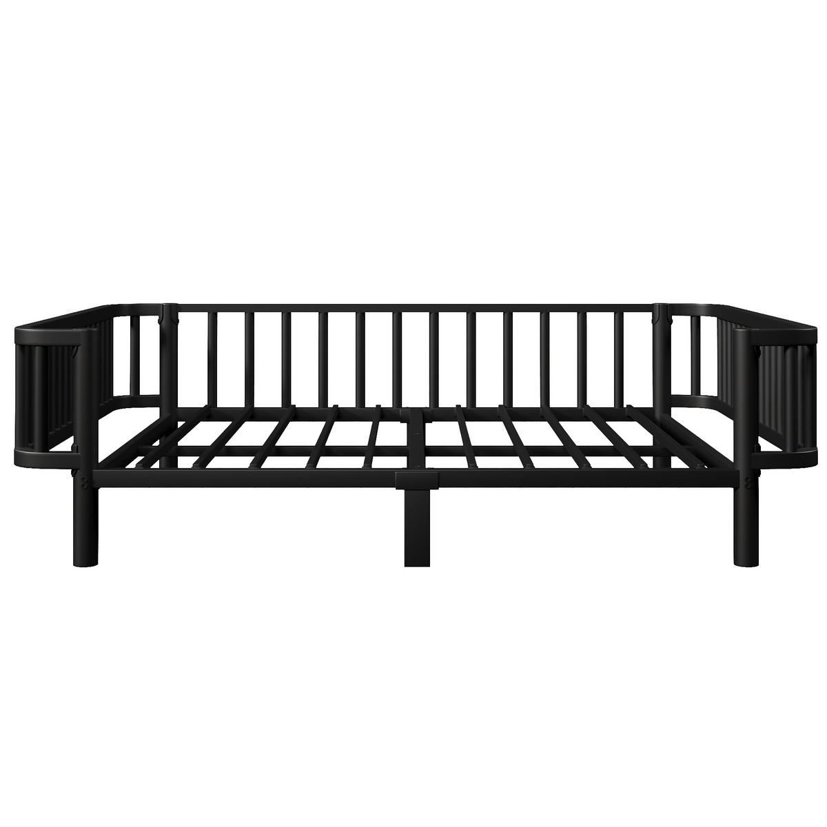 TAGESBETT 140 x 200 cm, stabiles Lattenrost aus Stahl, Schwarz - Schwarz, Metall (140/200cm) - KOMHTOM