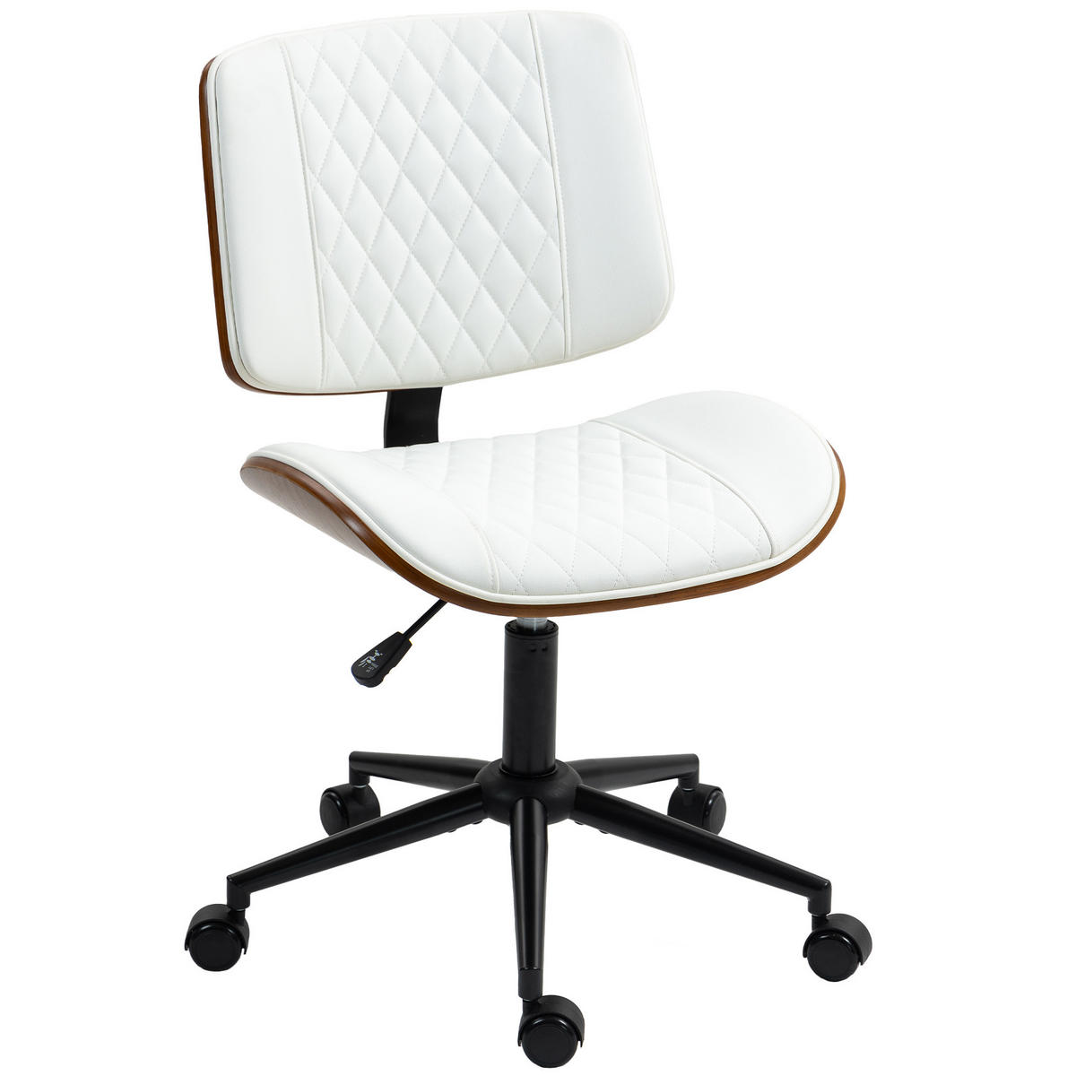 BÜROSTUHL Höhenverstellbarer Kunstleder, Weiß - Weiß, Textil (52/90/53cm) - HOMCOM