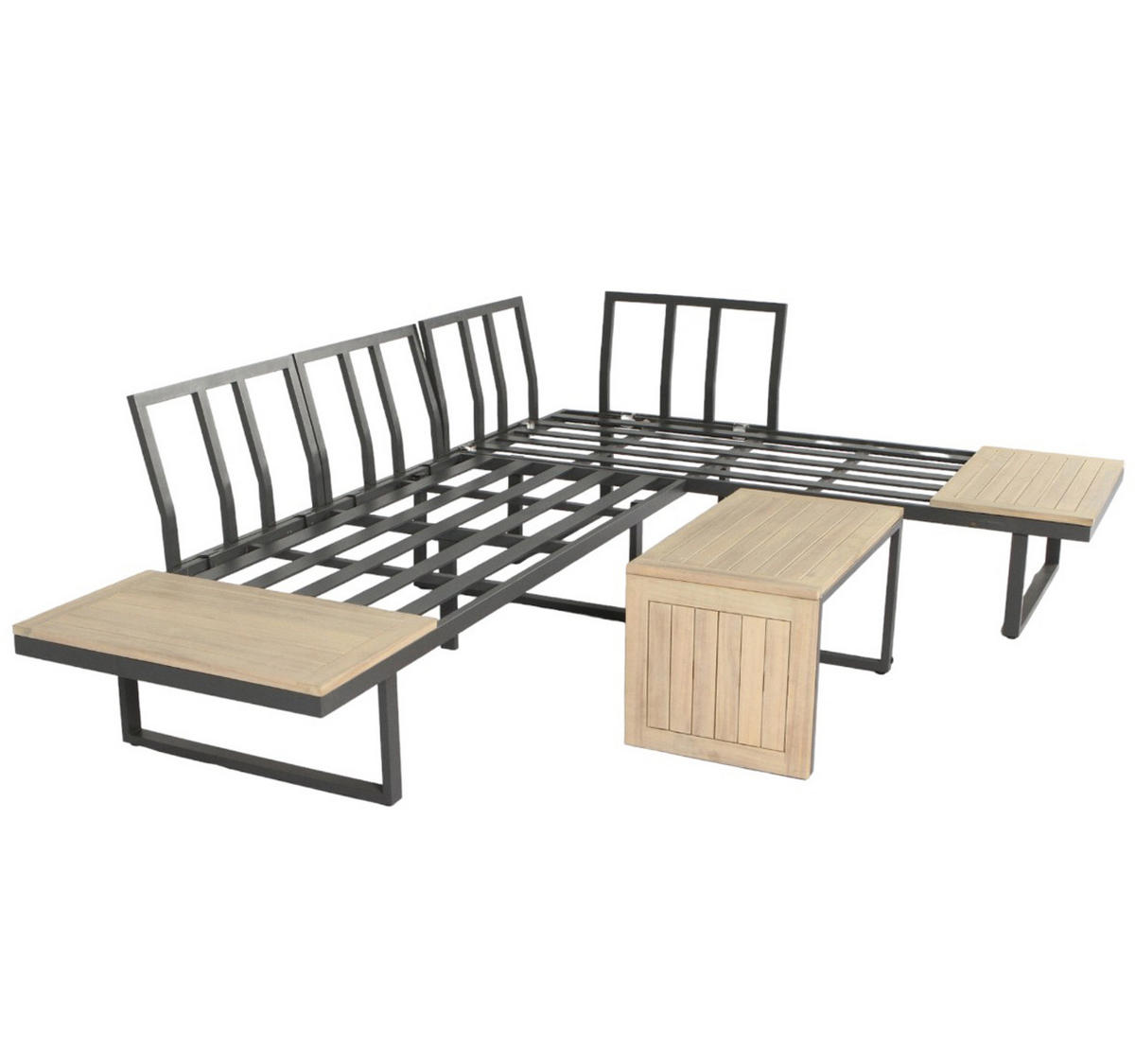 GARTEN-ECKLOUNGE Celano Beige Aluminium für 4 Personen - Grau, Kunststoff - Green Spirit