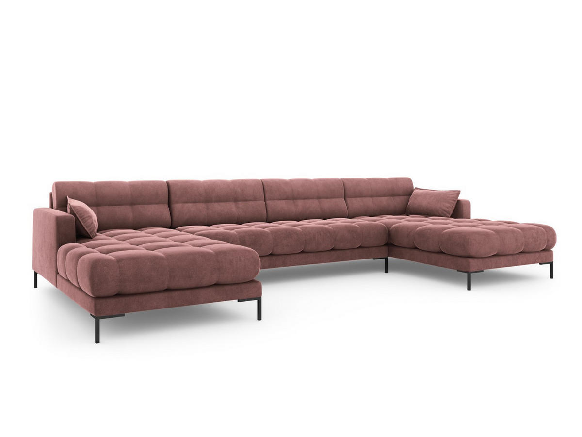 PANORAMASOFA Mamaia aus Samt rosa 6 Sitzplätze - Pink, Textil (185/75/383cm) - Micadoni
