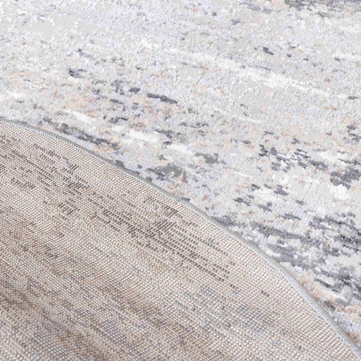 TEPPICH Grau Rund Abstrakt Kurzflor - 200 x 200 cm - Beige/Grau, Textil (200/200cm) - Mazovia