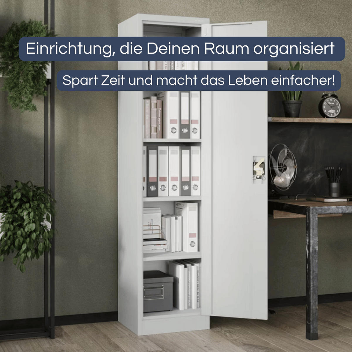 AKTENSCHRANK abschließbar KADO mit Flügeltüren 185x45x40cm Grau - Grau, Metall (45/185/40cm) - DELUKE