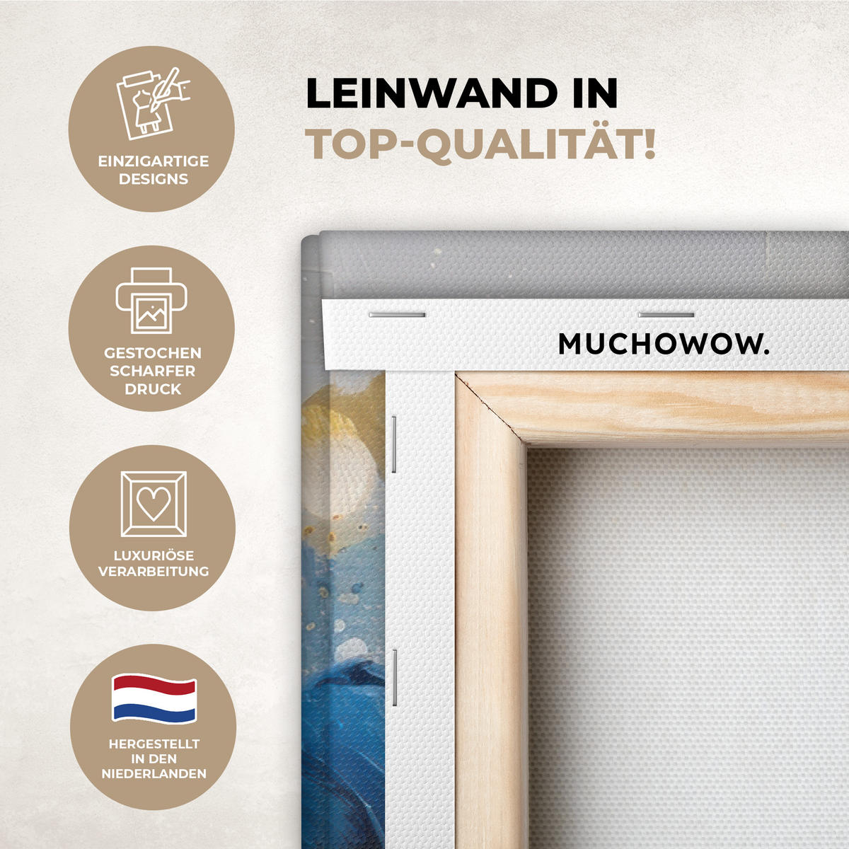 LEINWANDBILD Blumen - Blau - Abstrakt Groß 140x90 cm - Hellgrau, Textil (140/90cm) - MuchoWow