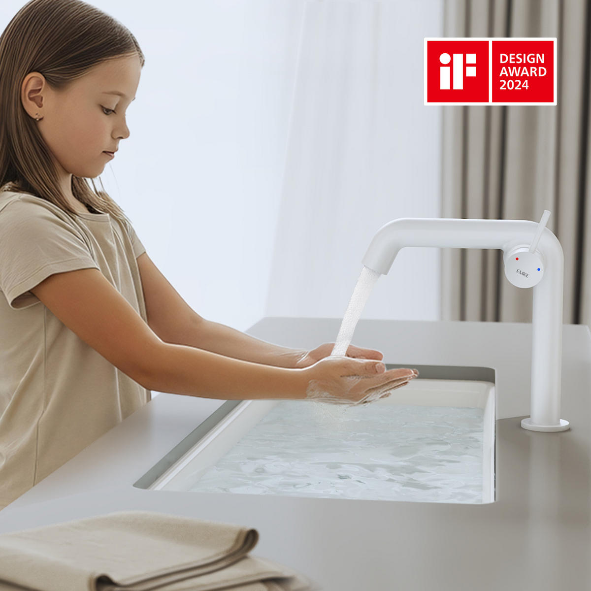 WASCHTISCHARMATUR Ventilkernzertifizierung Weiß Matt 15cm - Weiß, Metall (20/7.6/22.2cm) - EMKE