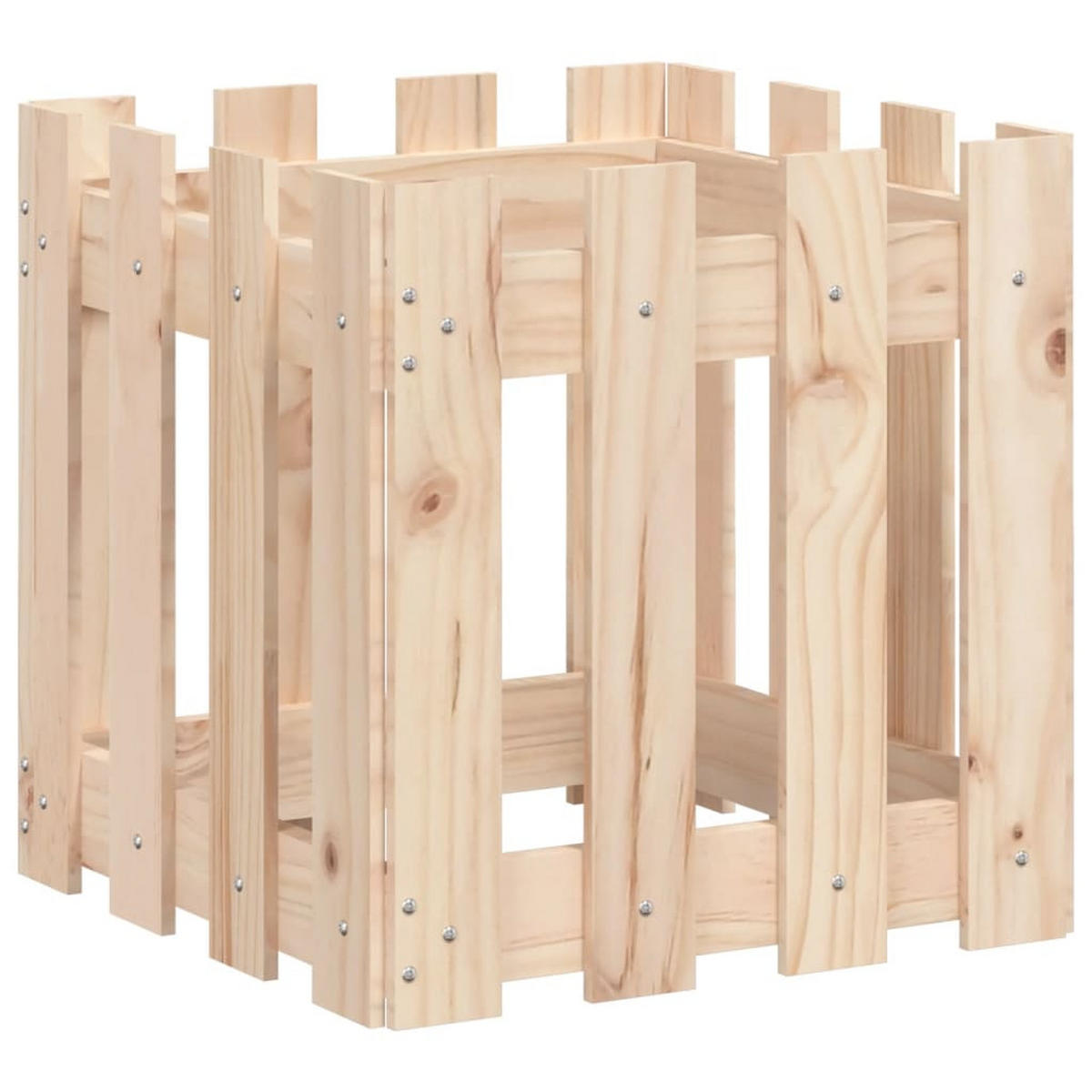 PFLANZKÜBEL Lattenzaun-Design 40x40x40 cm Massivholz Kiefer - Naturfarben, Holz (40/40/40cm)
