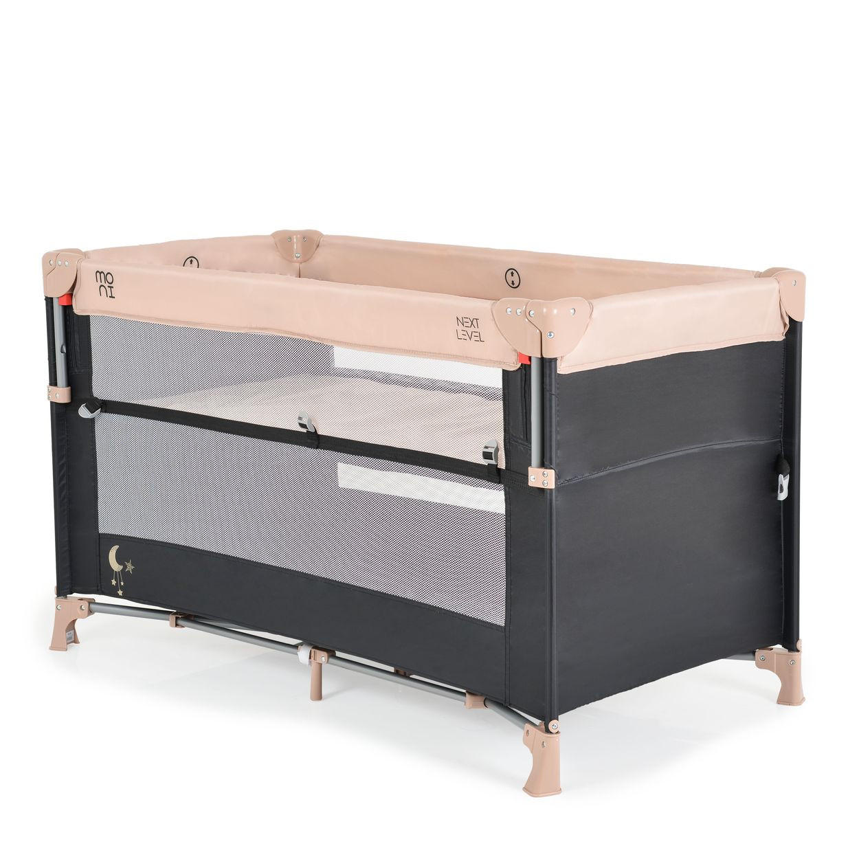 REISEBETT Next Level, 2 Ebenen beige Matratze, Seite zum klappen, Beistellbett - Beige, Kunststoff (60/120cm) - Moni