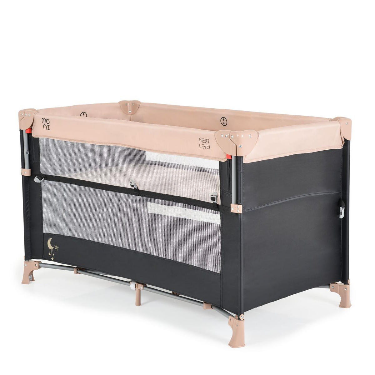 REISEBETT Next Level, 2 Ebenen beige Matratze, Seite zum klappen, Beistellbett - Beige, Kunststoff (60/120cm) - Moni