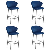 BARHOCKER 4-er Set GATTA marineblauer Sitz, schwarze Basis - Schwarz/Dunkelblau, Metall (43.5/90.5/36.5cm) - Valora