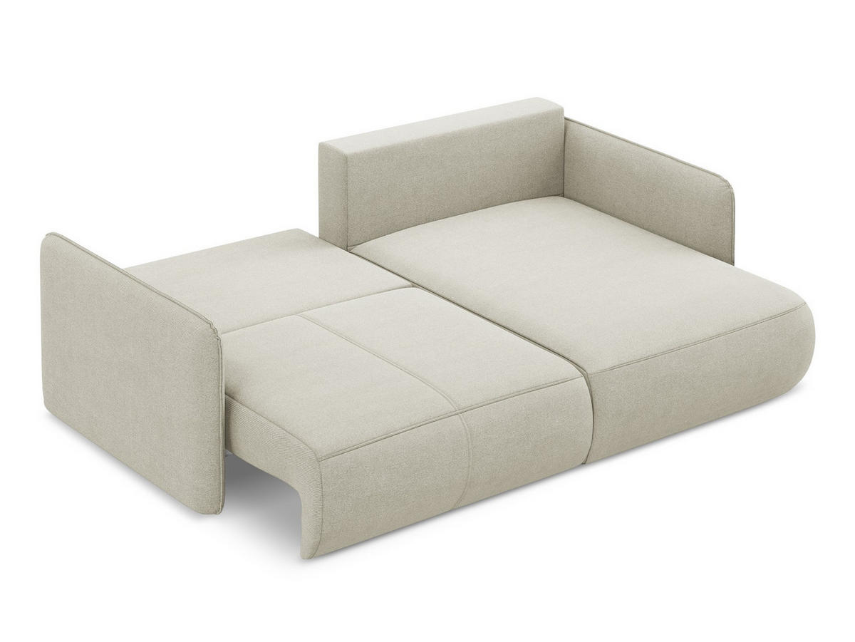 ECKSOFA mit Schlaffunktion Strukturstoff Stoff Beige - Beige/Creme, Kunststoff/Textil (207/148cm) - Makamii
