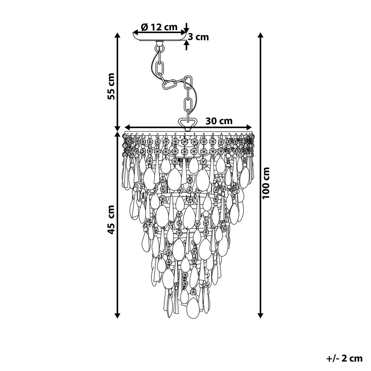 KRONLEUCHTER Entwash 30/30/100 cm - Silberfarben, Metall (30/30/100cm) - Beliani