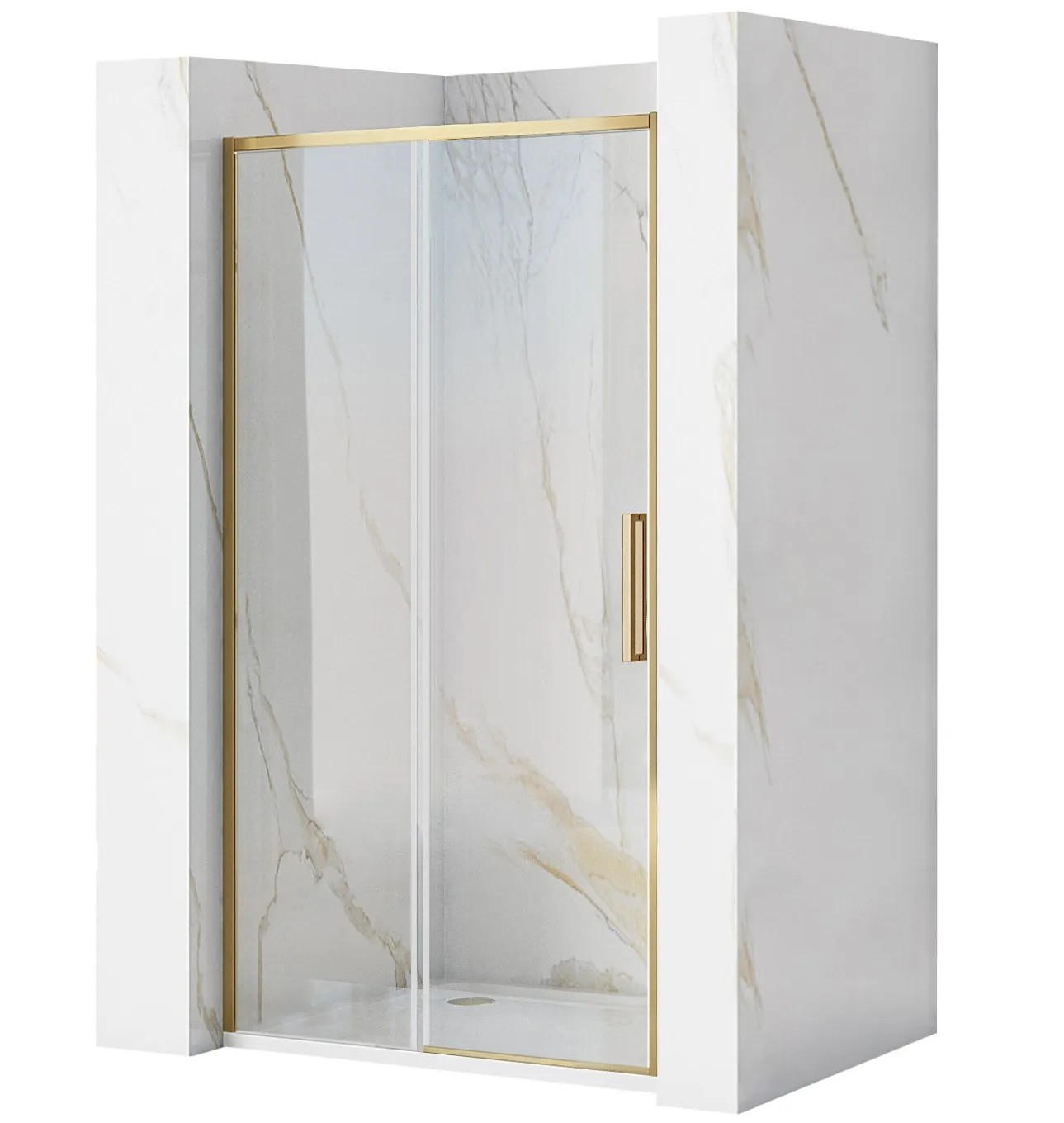 DUSCHTÜR Rea Rapid Slide 110 Gold Brush - Goldfarben, Glas (111/195cm) - REA