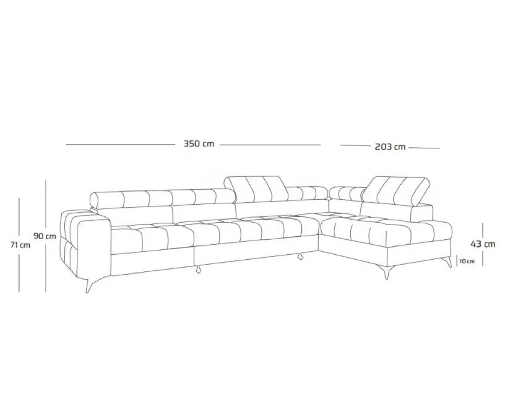 ECKSOFA PUDDING MAXI L Rechts mit Schlaffunktion 125x195 Velours Hellbraun - Hellbraun/Schwarz, Holz/Textil (203/350cm) - Muffo