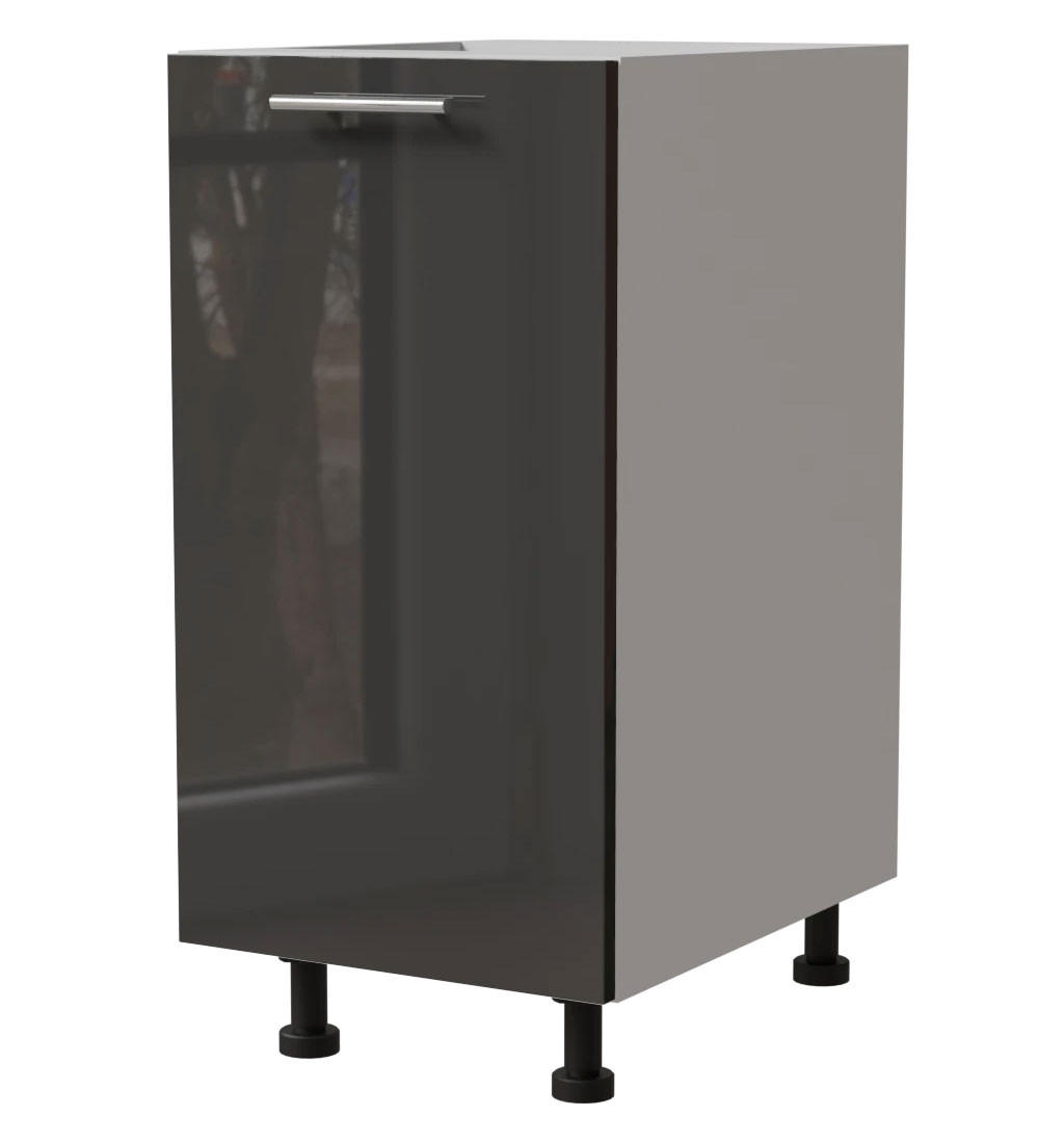 KÜCHENUNTERSCHRANK Essen D1D/40 Graphit Hochglanz / Weiß Matt 40 / 50 / 82cm - Graphitfarben/Weiß, Holz/Holzwerkstoff (40/82/50cm) - Feldmann-Wohnen