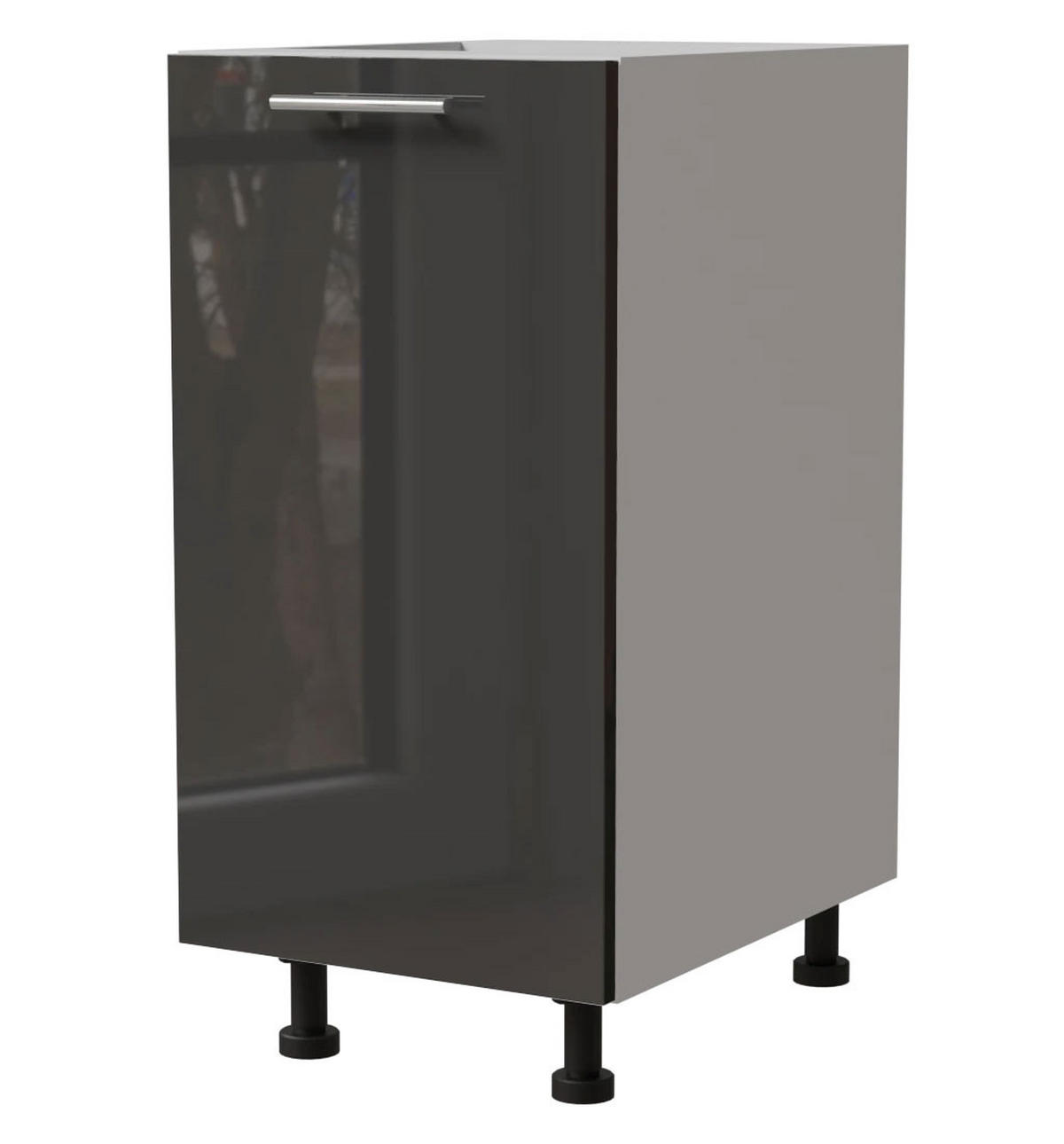 KÜCHENUNTERSCHRANK Essen D1D/40 Graphit Hochglanz / Weiß Matt 40 / 50 / 82cm - Graphitfarben/Weiß, Holz/Holzwerkstoff (40/82/50cm) - Feldmann-Wohnen