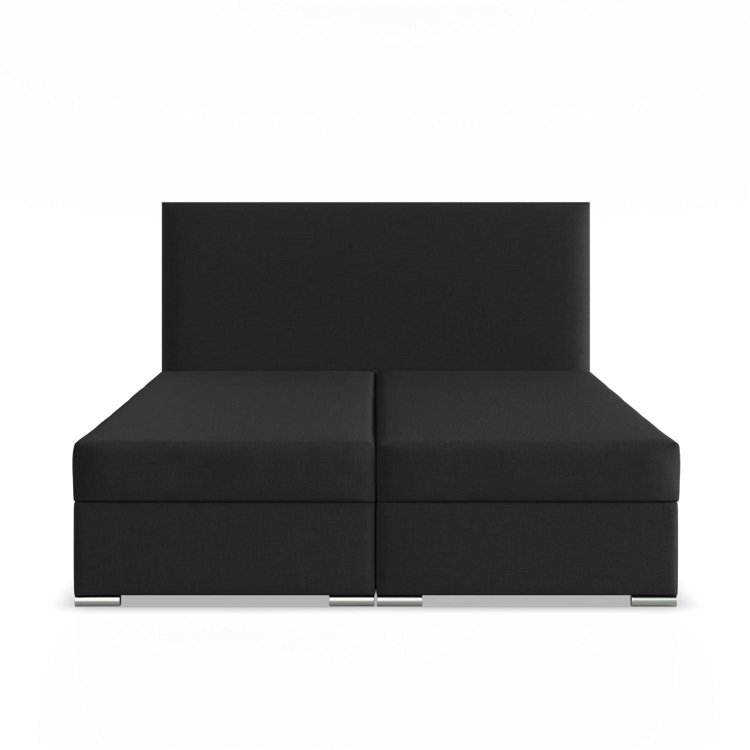 BOXBETT MIT KOPFTEIL 140x200 ZONZA, Schwarz - Schwarz, Textil (140/200cm) - Mebligo