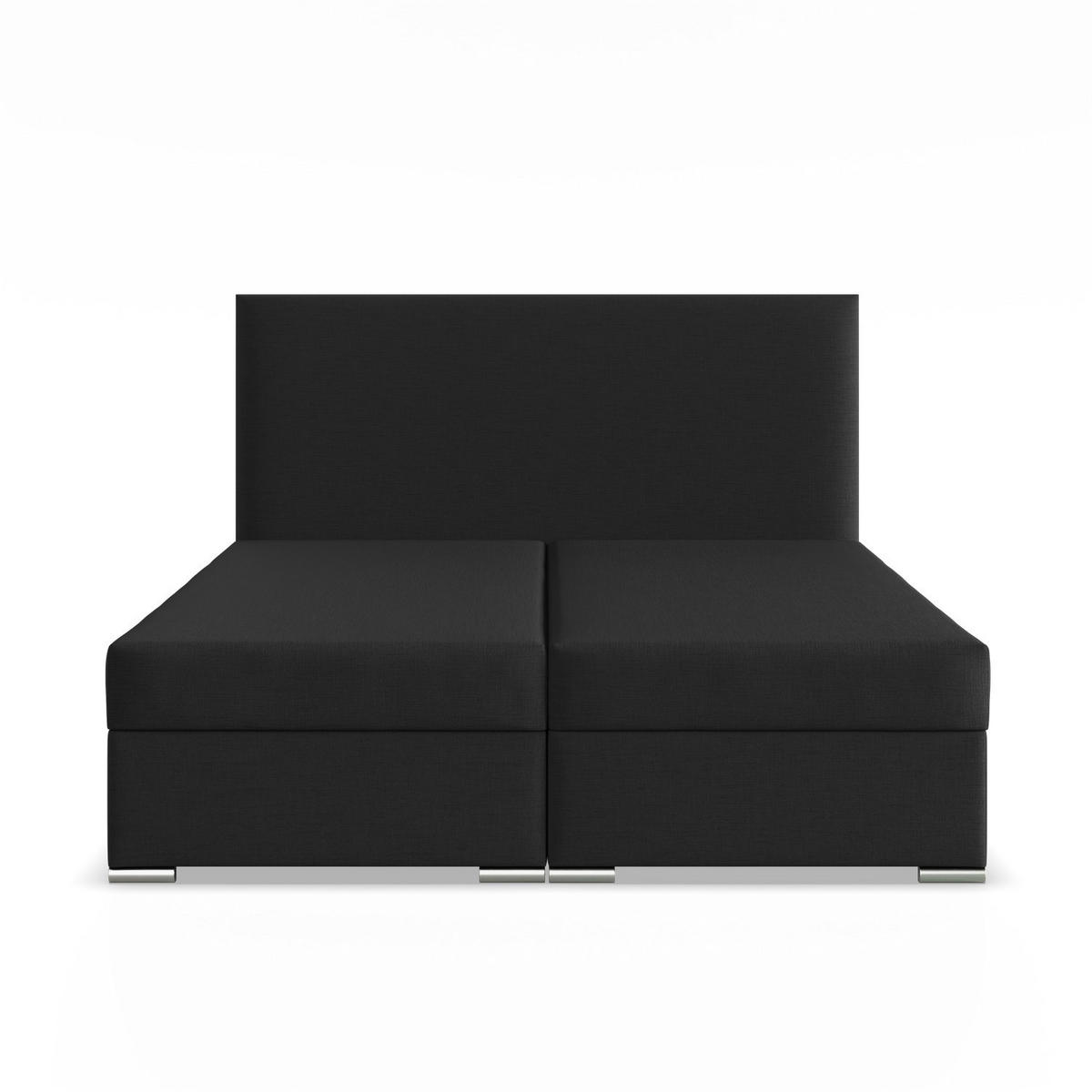 BOXBETT MIT KOPFTEIL 160x200 ZONZA, Schwarz - Schwarz, Textil (160/200cm) - Mebligo
