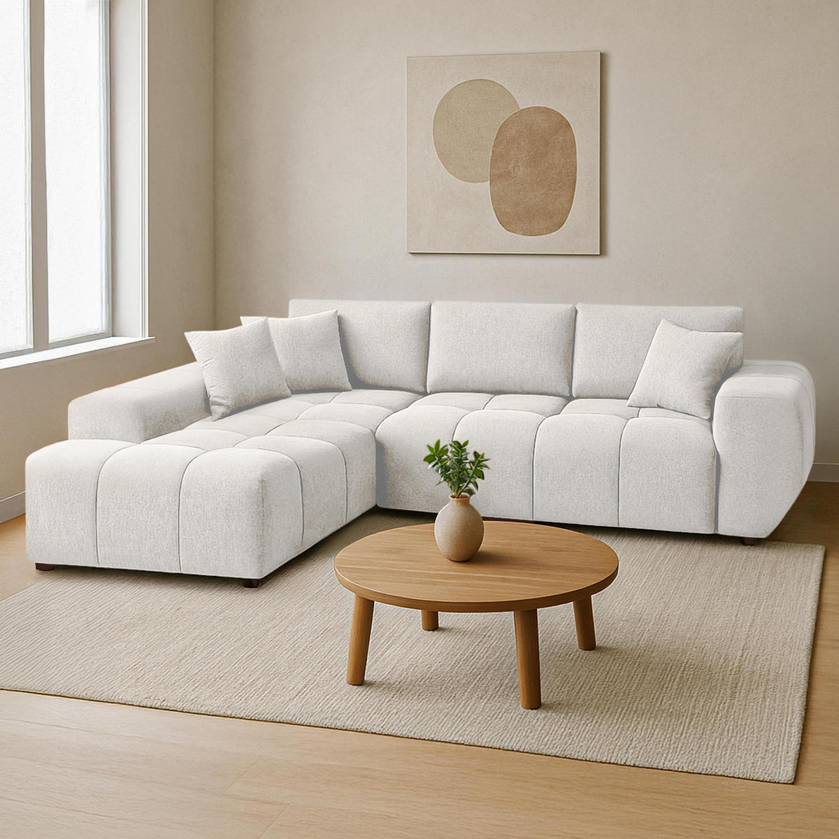 SOFA 3-Sitzer, Weiß - Weiß, Textil (205/270cm) - Oviala
