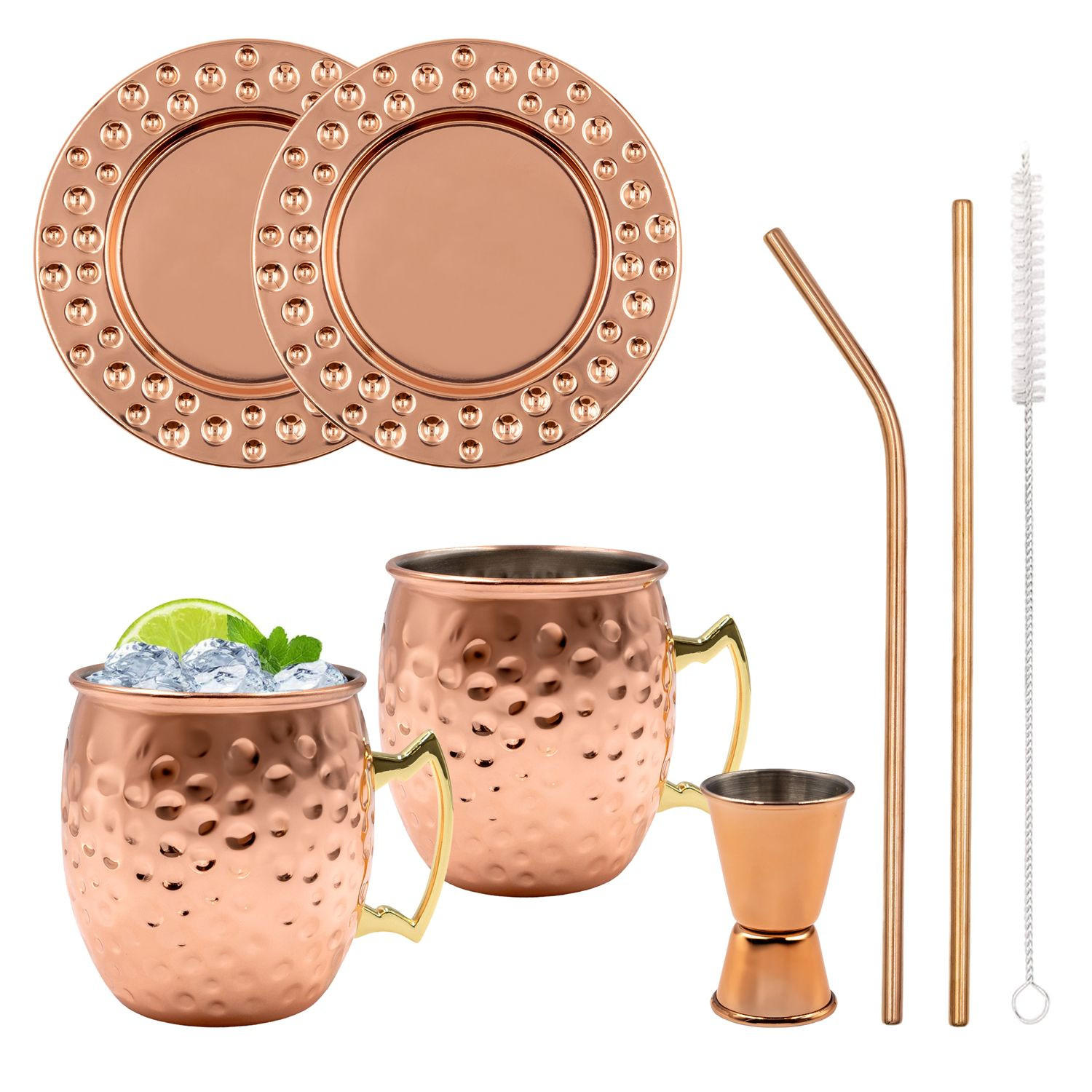 COCKTAIL BECHER Set (2er-Set) - Bronzefarben, Metall (9.5/10/12cm) - Intirilife
