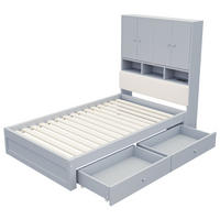 STAURAUMBETT 90/200 cm mit Stauraum, LED und 2 Schubladen, DE-41627, in Grau - Grau, Holzwerkstoff (90/200cm) - ComfortXL
