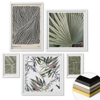 WANDBILDER 5er-Set - 50x50 cm & 20x30 cm & 40x60 cm Weißer Rahmen - Formmuster in Grün - Weiß, Kunststoff (40/60cm) - ArtPrintCave