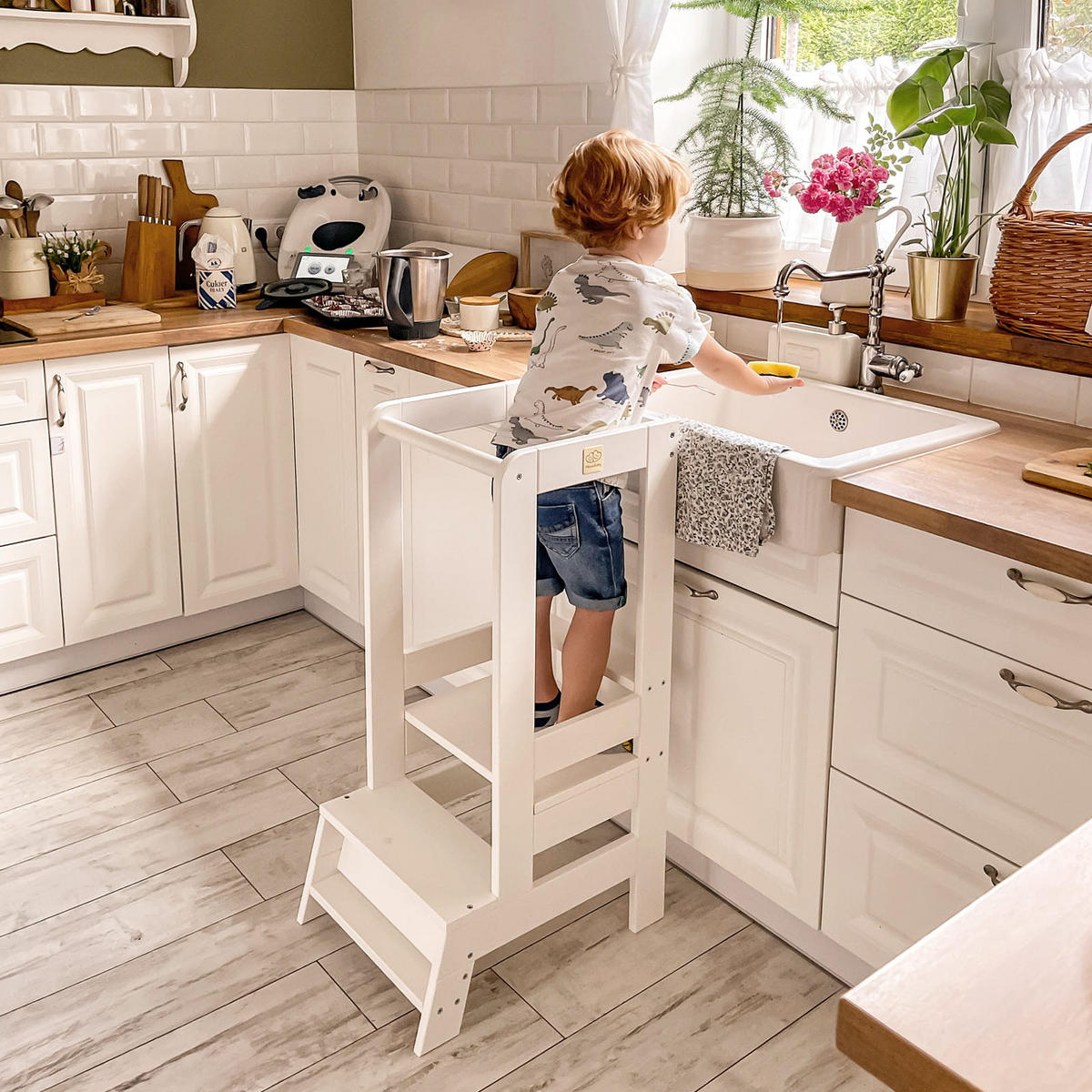 LERNTURM für Kinder, Natur Holz, Weiß - Weiß, Holz (39/90/90cm) - MeowBaby