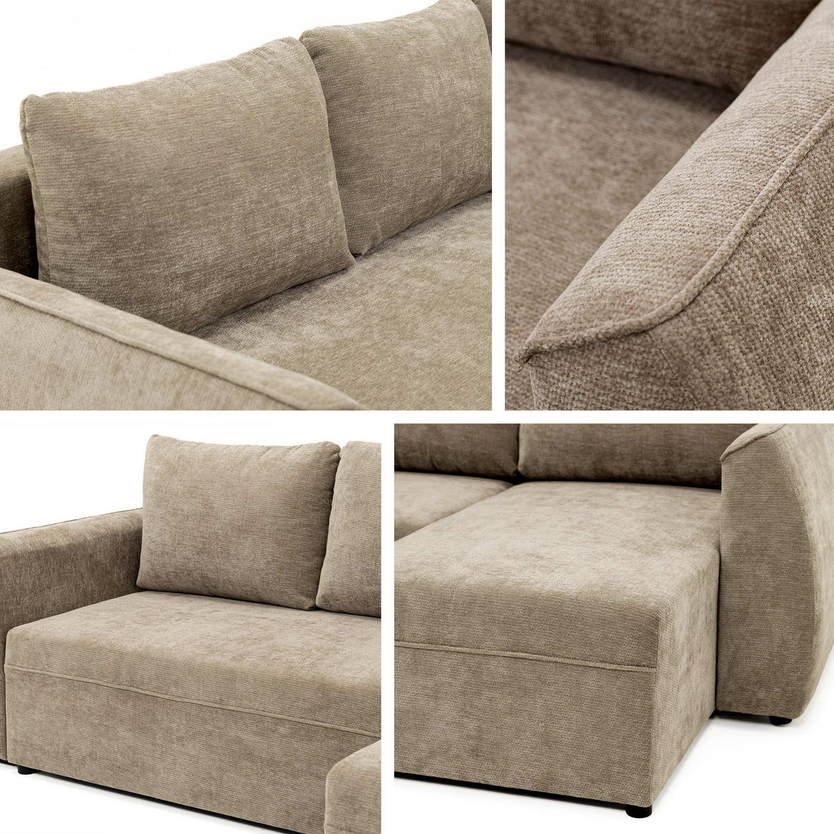 ECKSCHLAFSOFA Darlan - Dunkelbraun/Schwarz, Holz/Kunststoff (245/143cm) - MIRJAN24