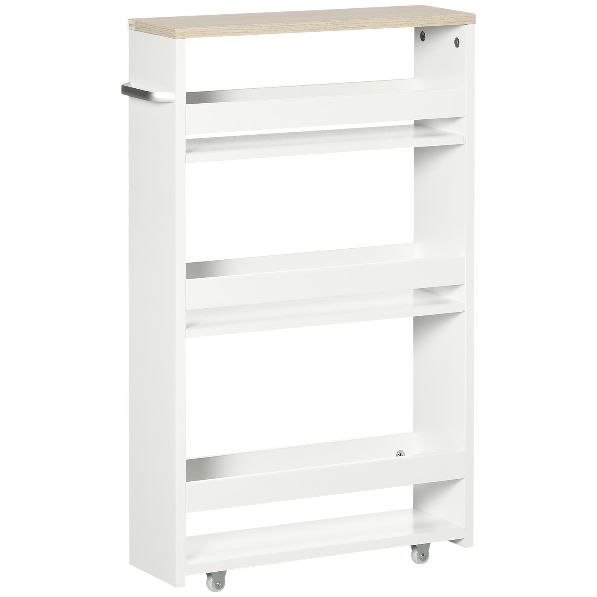 SERVIERWAGEN DE-12354 mit rollen 3 Ebenen 48/15/80 cm Weiß - Weiß, Holzwerkstoff (15/80/48cm) - ComfortXL
