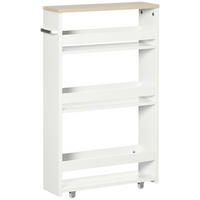 SERVIERWAGEN DE-12354 mit rollen 3 Ebenen 48/15/80 cm Weiß - Weiß, Holzwerkstoff (15/80/48cm) - ComfortXL