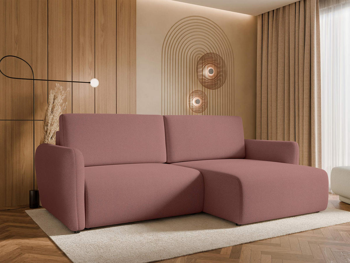 ECKSOFA Goya Slim - Schwarz/Rosa, Holz/Kunststoff (234/140cm) - MIRJAN24