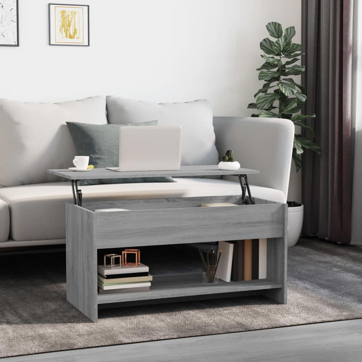 COUCHTISCH Grau Sonoma 102x50x52,5 cm Holzwerkstoff - Grau, Holzwerkstoff (102/50/52.5cm) - furnicato