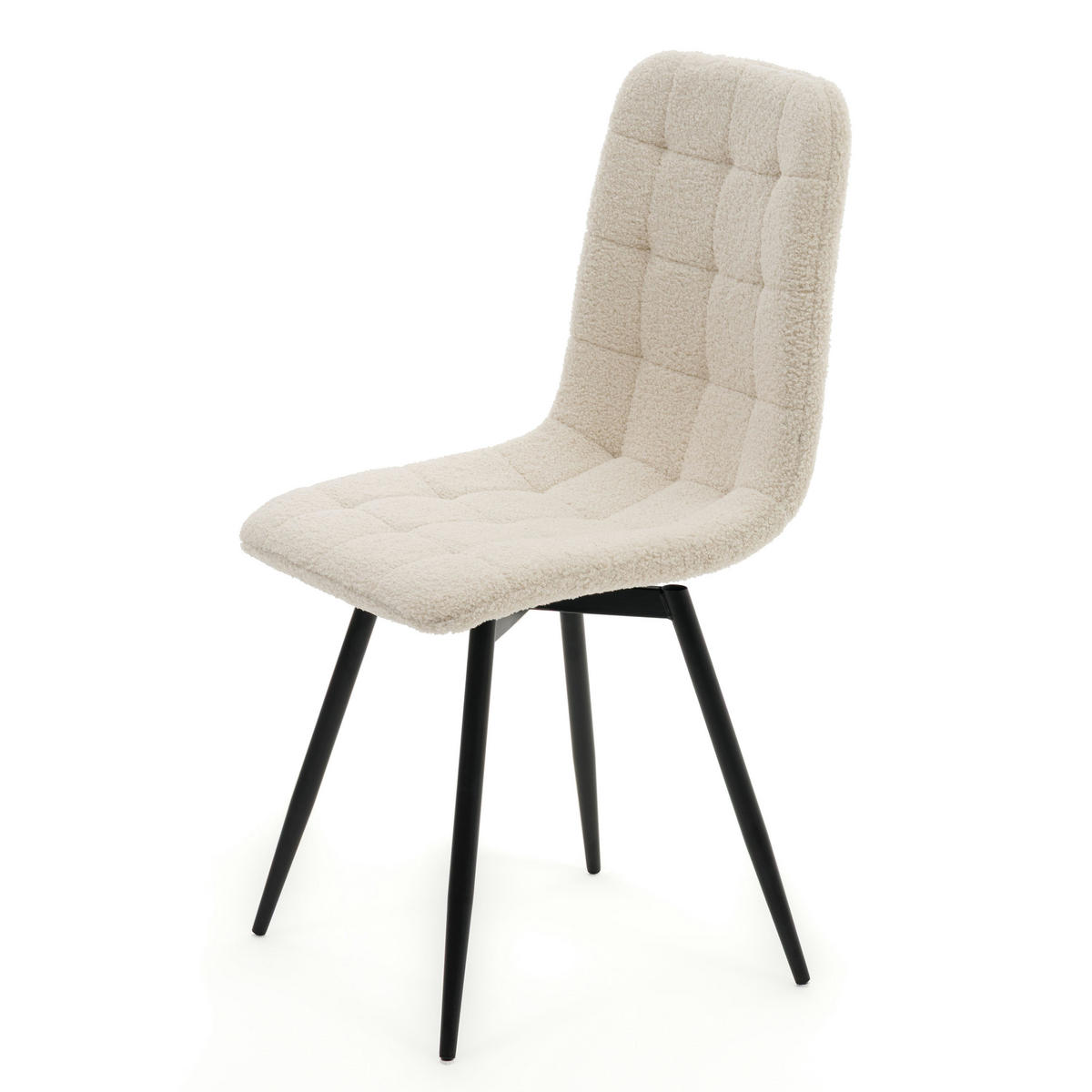 STUHL ARCO drehbar gepolstert mit Steppung - hellbeige - Boucle Teddy - Ecru/Schwarz, Textil/Metall (46/90/51cm) - NEW HOME