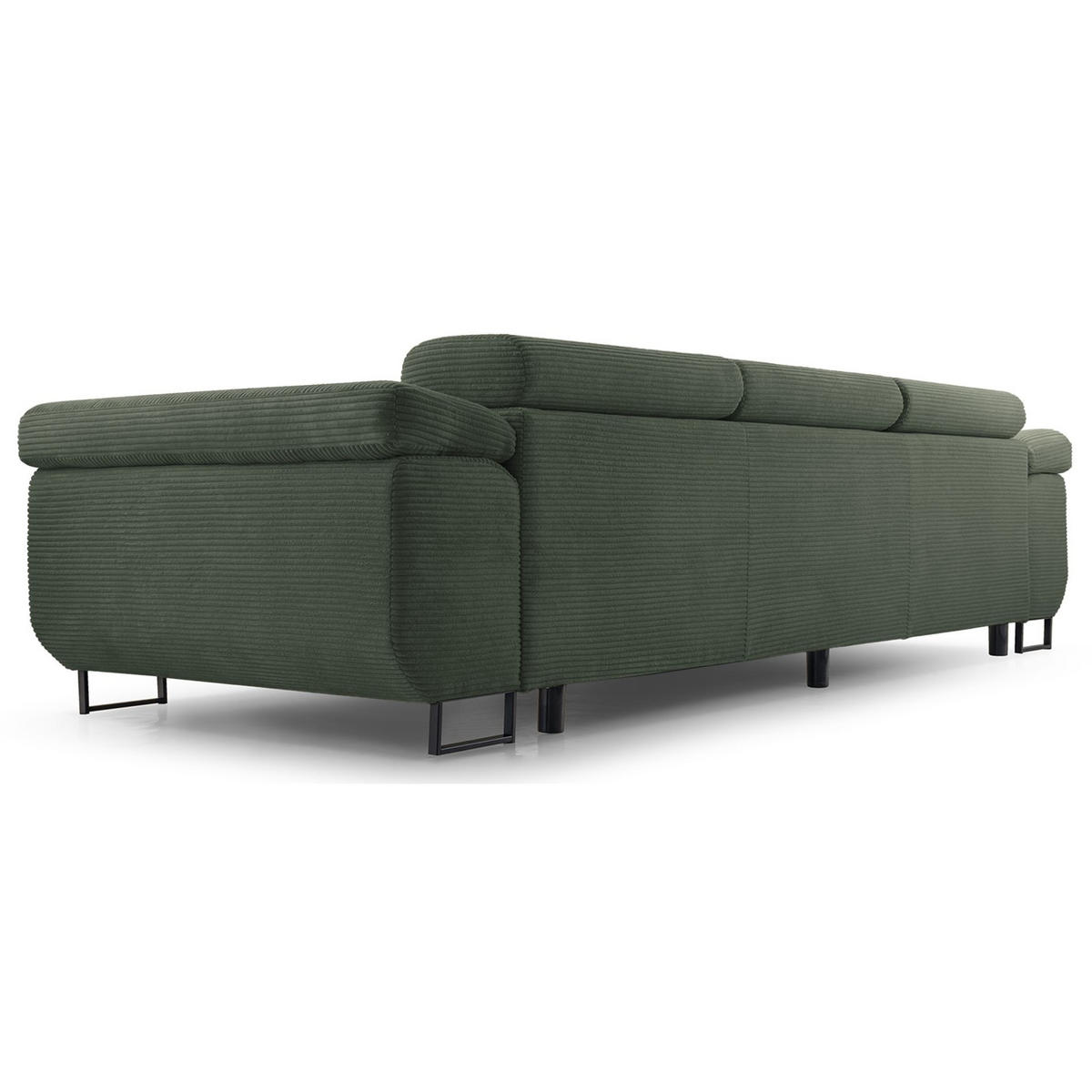 3-SITZER SOFA Capurso Olivgrün Cord - Schwarz/Olivgrün, Textil/Metall (274/90/98cm) - Selsey