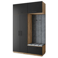 GARDEROBENSCHRANK REMA 150/240/60 cm Modern Garderobe-Set Eiche Wotan - Eiche Wotan/Schwarz, Holzwerkstoff (150/240/60cm) - MASSENO