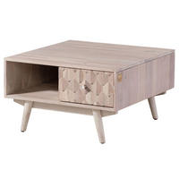 COUCHTISCH Akazie 70x70x40 weiß lackiert MOSAYK #217 - Weiß, Holz (70/70/40cm) - Massivmoebel24