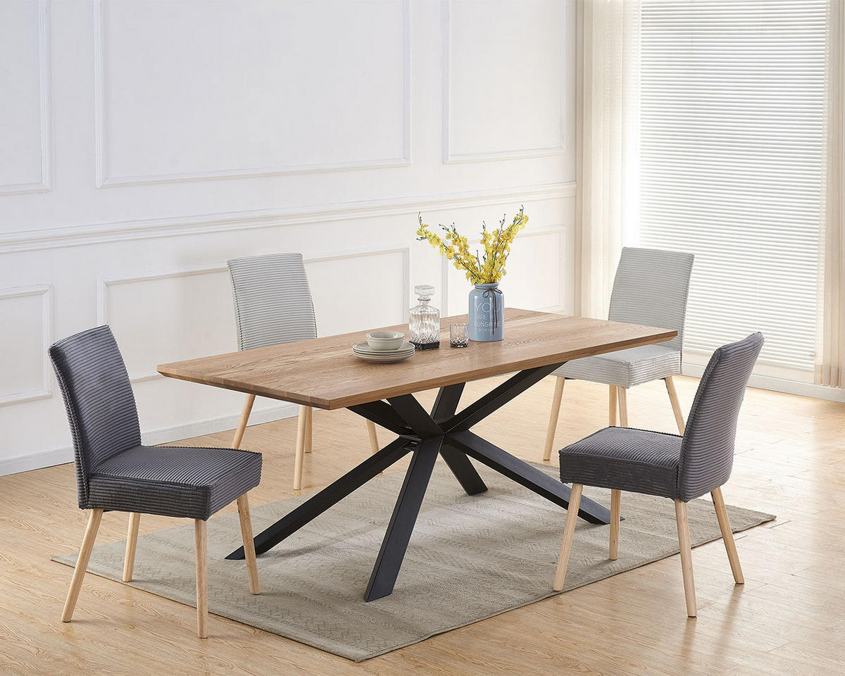 STUHL CEDRIC Anthrazit 2 Stück - Anthrazit, Eichenholz/Textil (49/91/61cm) - B&D Home
