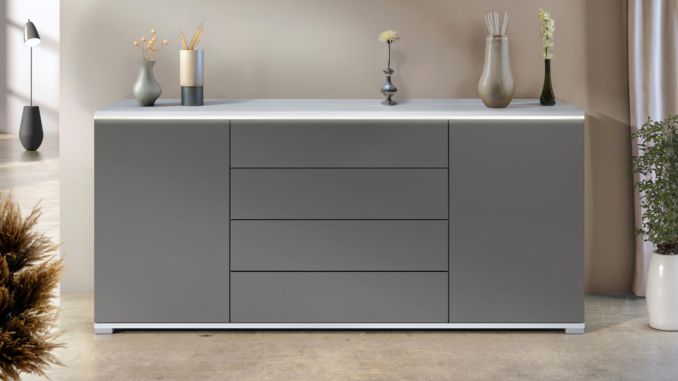 SIDEBOARD Faro Anthrazit matt - Anthrazit, Holzwerkstoff (166.5/75.5/35cm) - Vladon