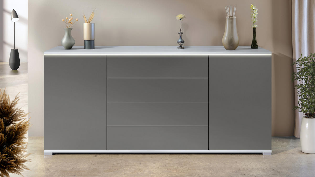 SIDEBOARD Faro Anthrazit matt - Dunkelgrau, Holzwerkstoff (166.5/75.5/35cm) - Vladon